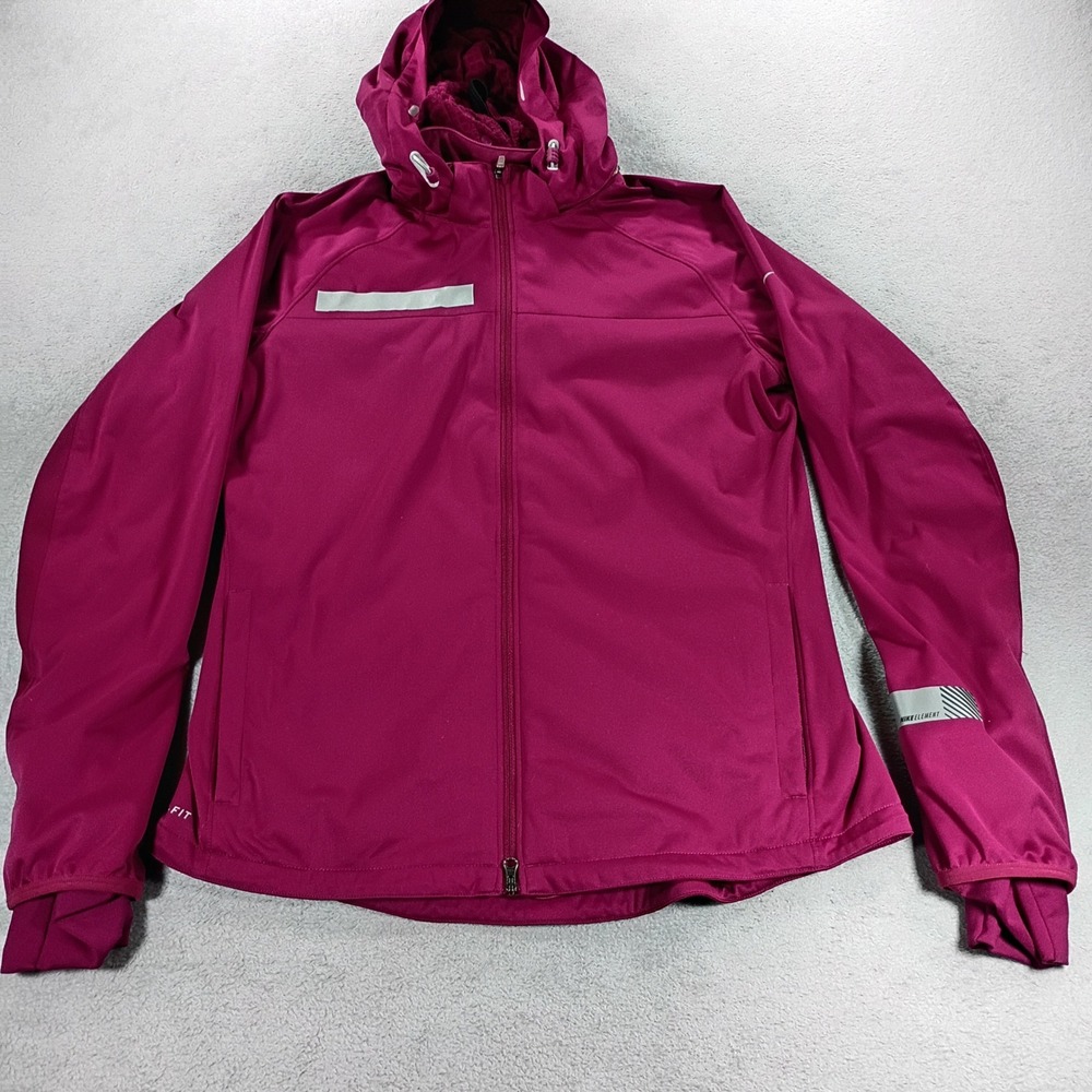 Nike Womens Element Running Jacket Magenta Medium Reflective Dri-FIT Hooded